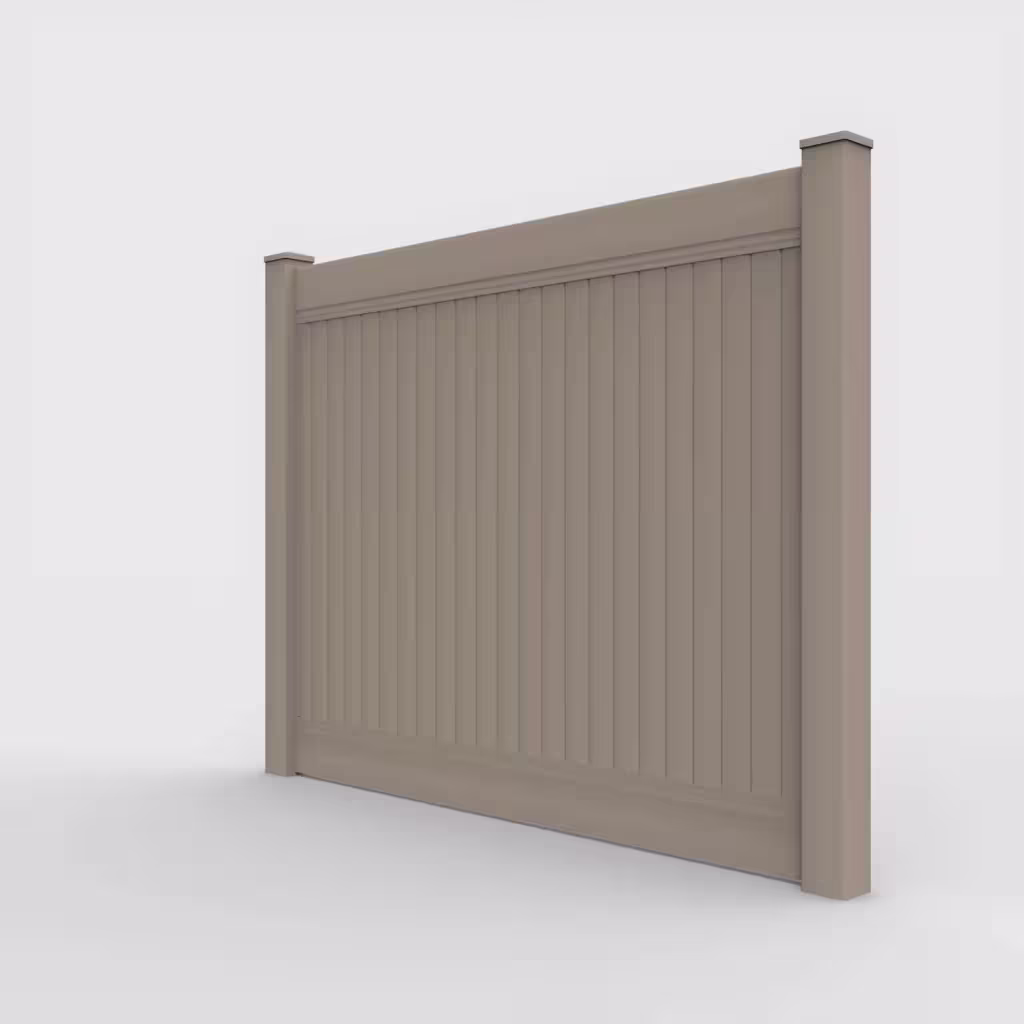 Clay vertical privacy 6 ft fence, left-side view