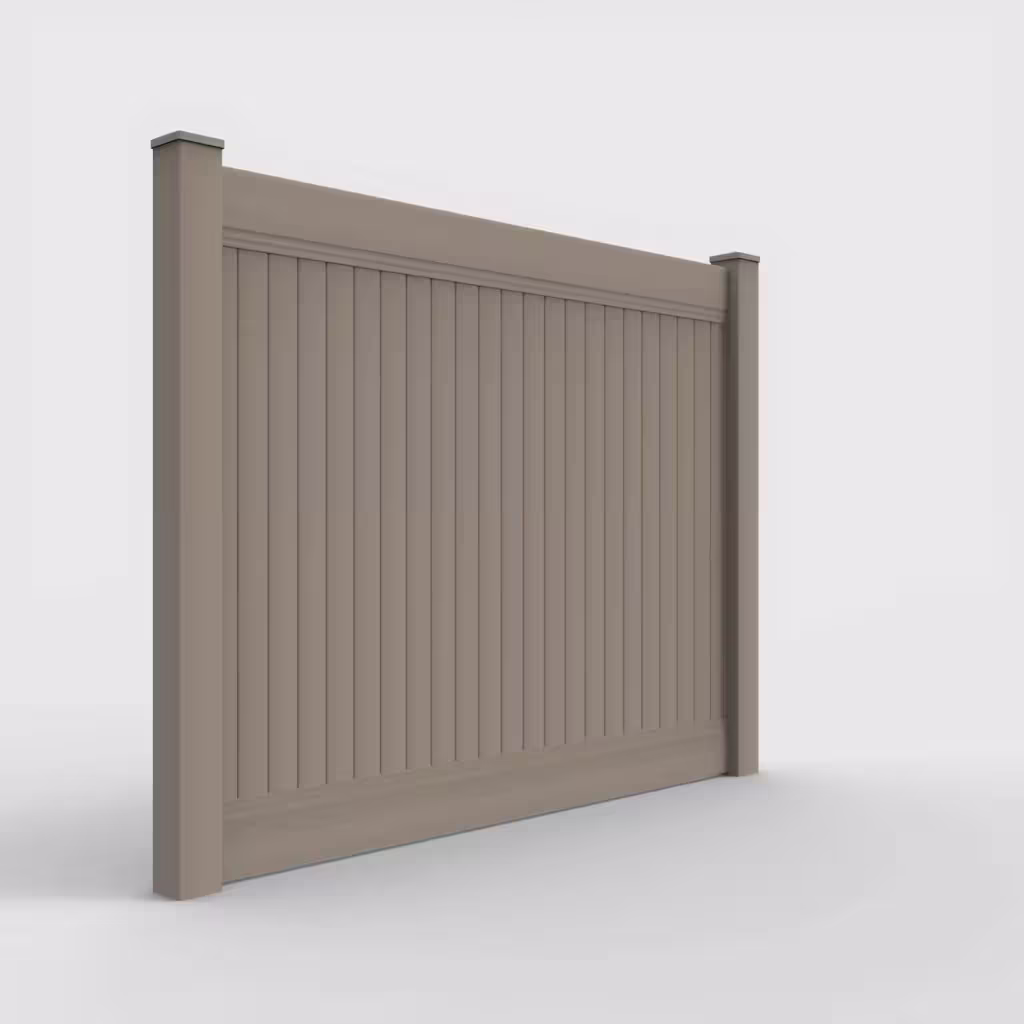 Clay vertical privacy 6 ft fence, right-side view