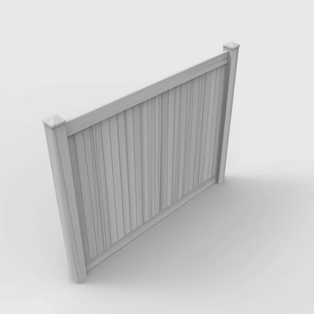 Coastal cedar vertical privacy 6 ft fence, isometric view