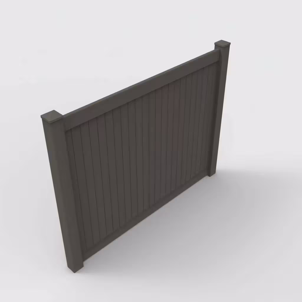 D. walnut vertical privacy 6 ft fence, isometric view