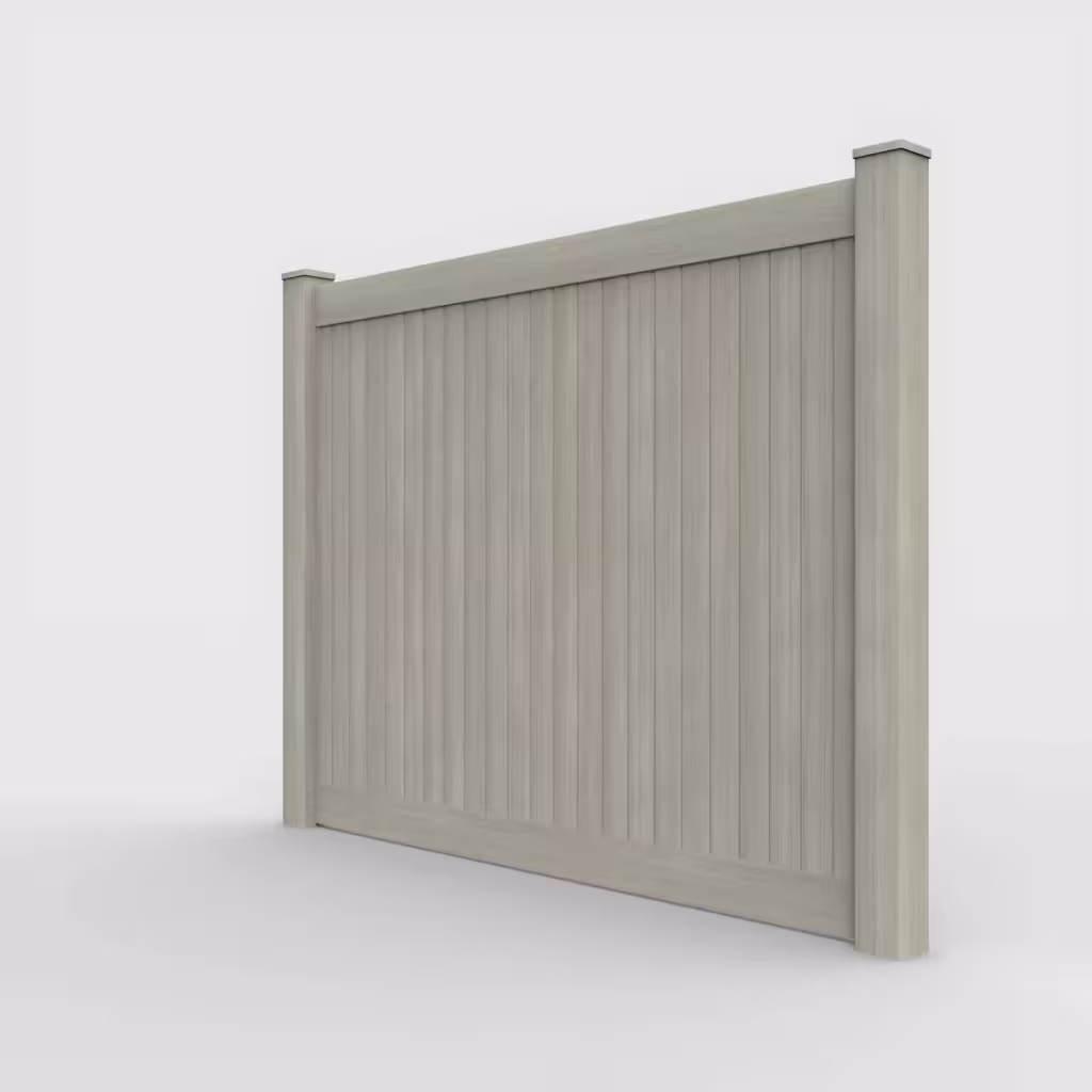 Mesquite vertical privacy 6 ft fence, left-side view