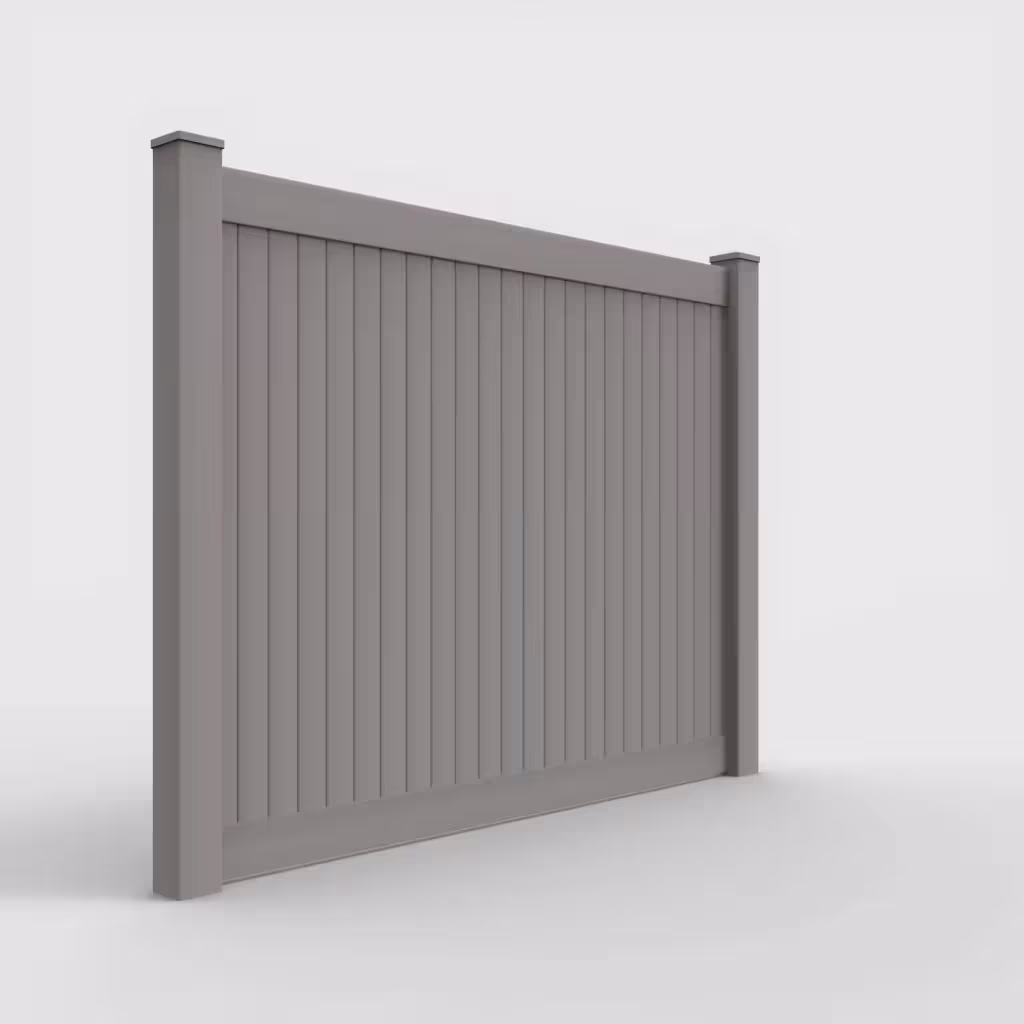 Slate gray vertical privacy 6 ft fence, right-side view