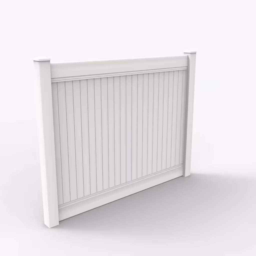 White vertical privacy 6 ft fence, main view