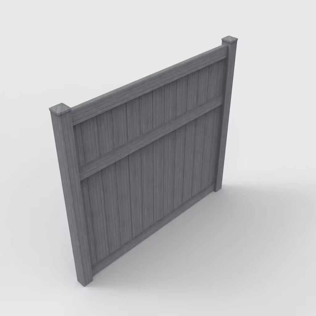 Arctic blend vertical privacy 7 ft fence, isometric view