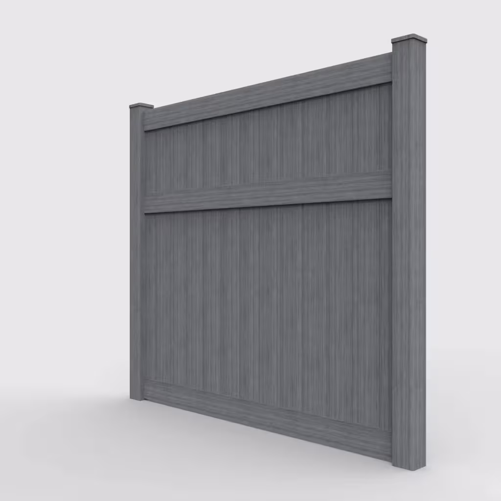 Arctic blend vertical privacy 7 ft fence, left-side view