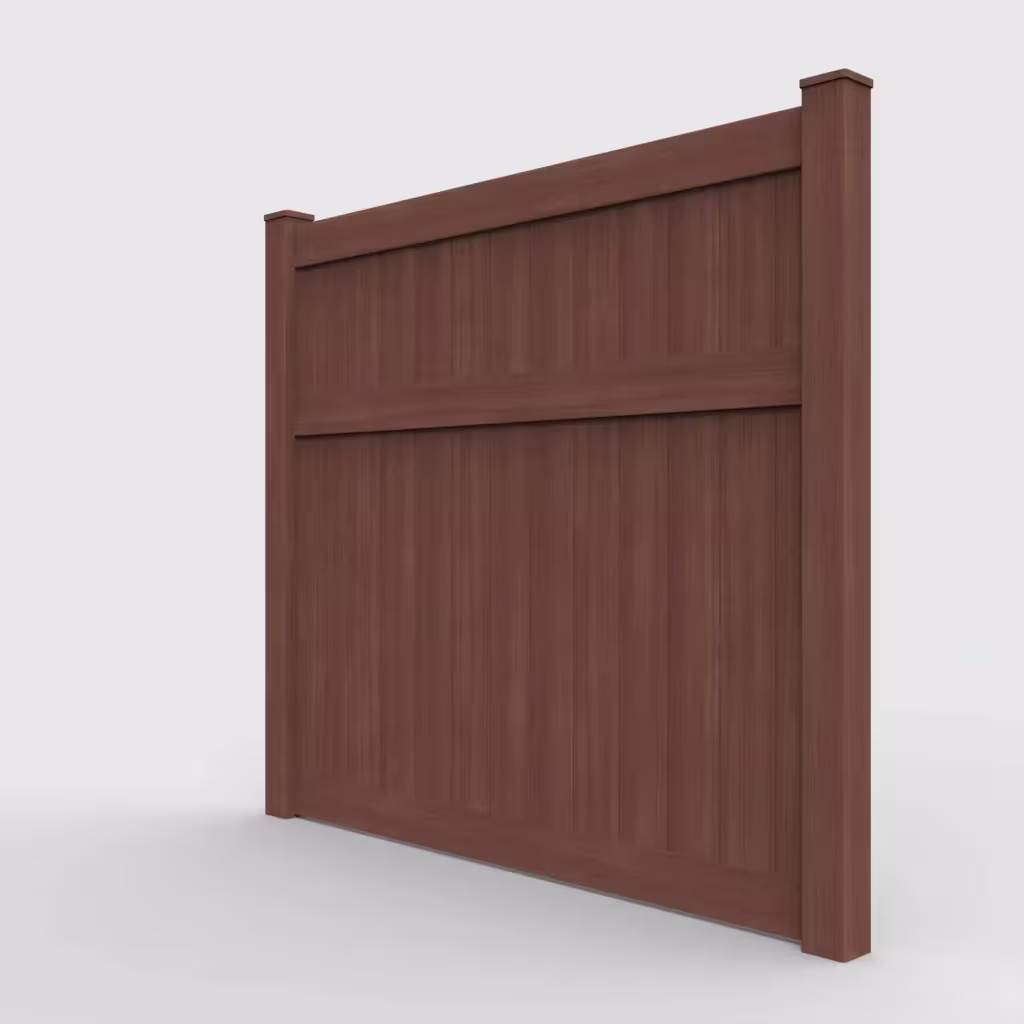 Brazilian blend vertical privacy 7 ft fence, left-side view