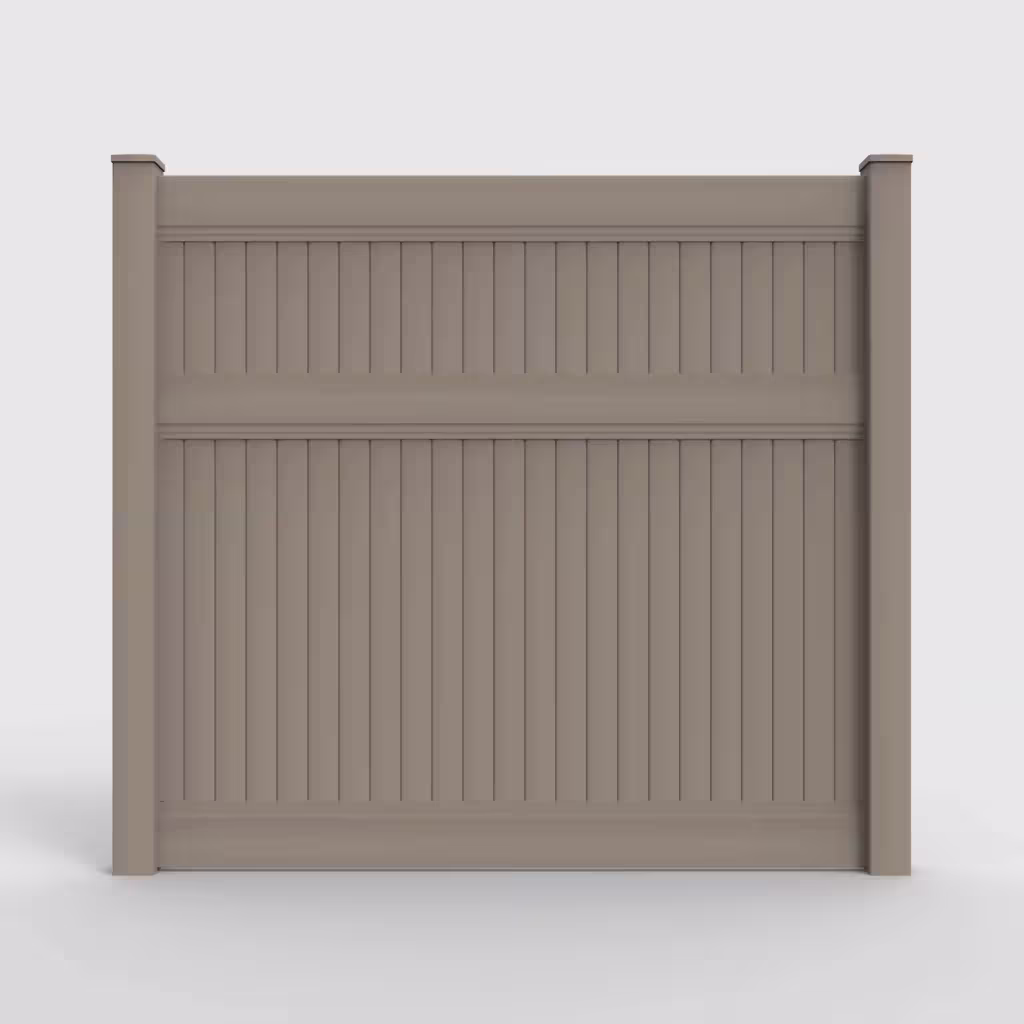 Clay vertical privacy 7 ft fence, front view