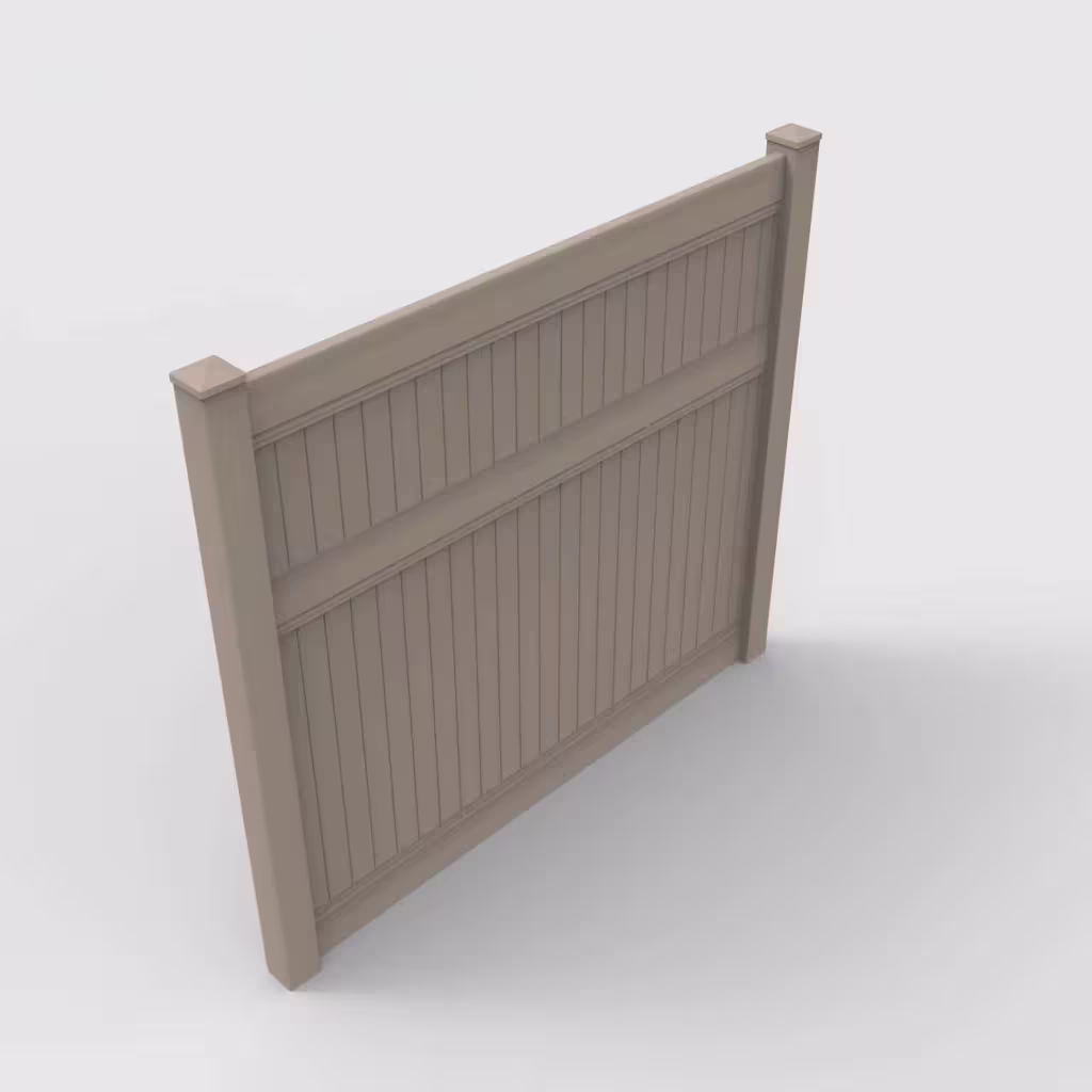 Clay vertical privacy 7 ft fence, isometric view