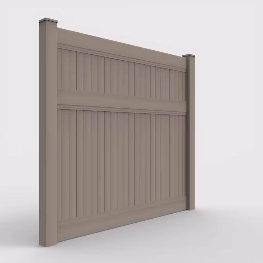 Clay vertical privacy 7 ft fence, right-side view