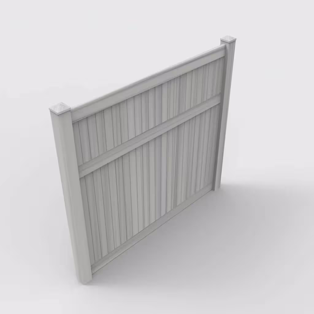Coastal cedar vertical privacy 7 ft fence, isometric view