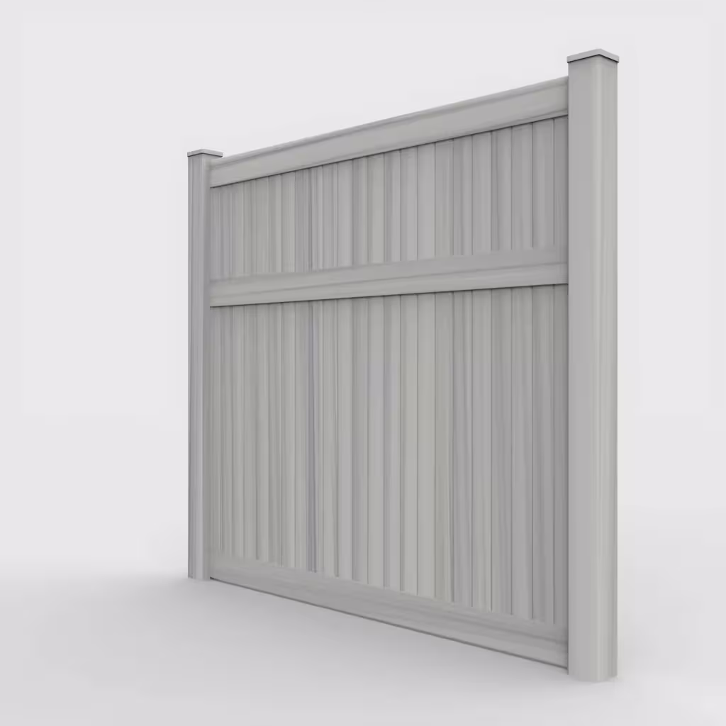 Coastal cedar vertical privacy 7 ft fence, left-side view