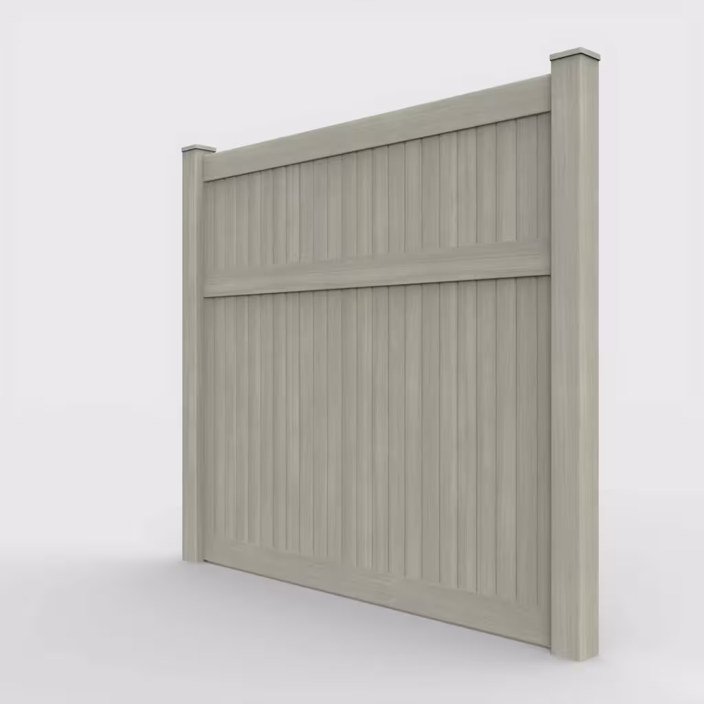 Mesquite vertical privacy 7 ft fence, left-side view