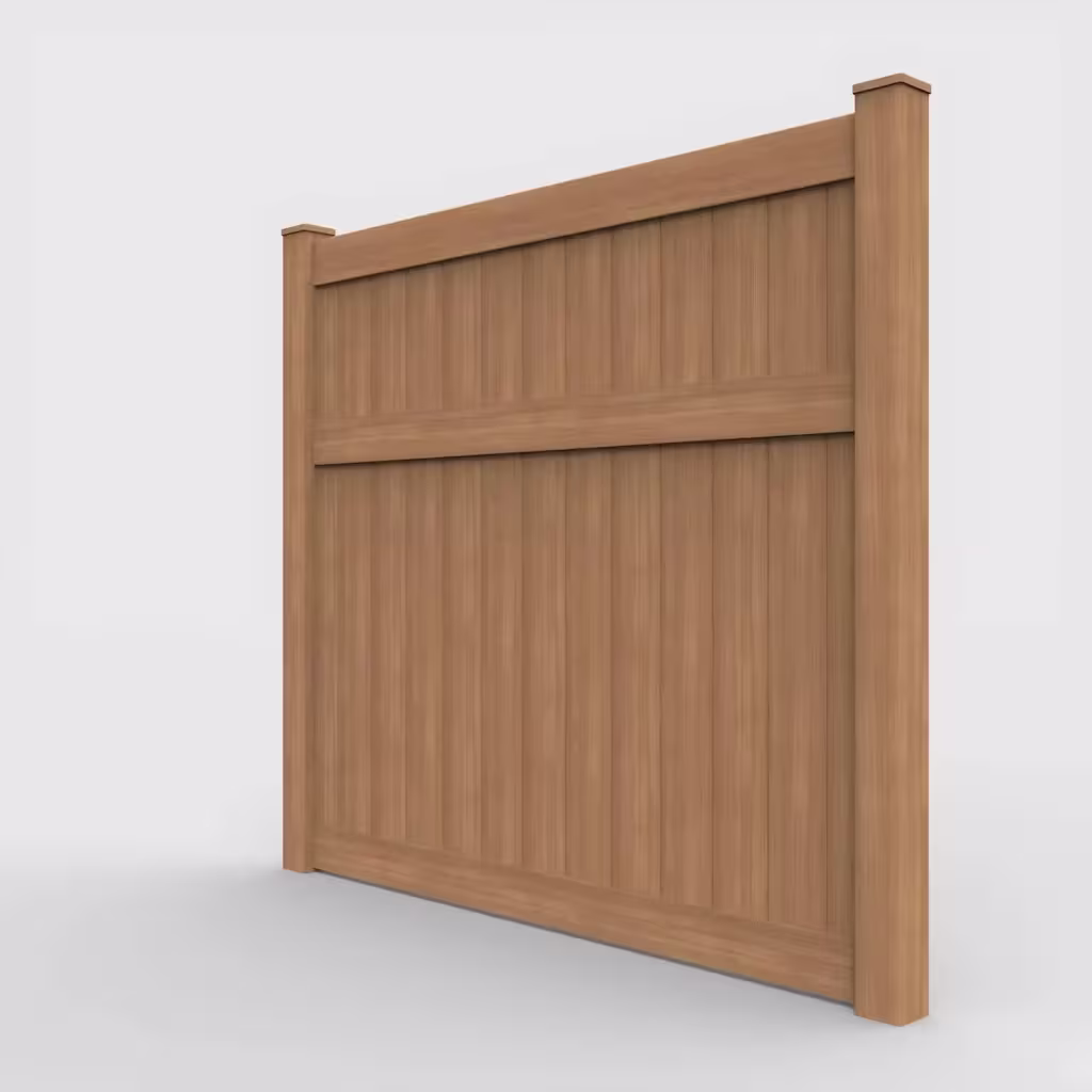 Sierra blend vertical privacy 7 ft fence, left-side view
