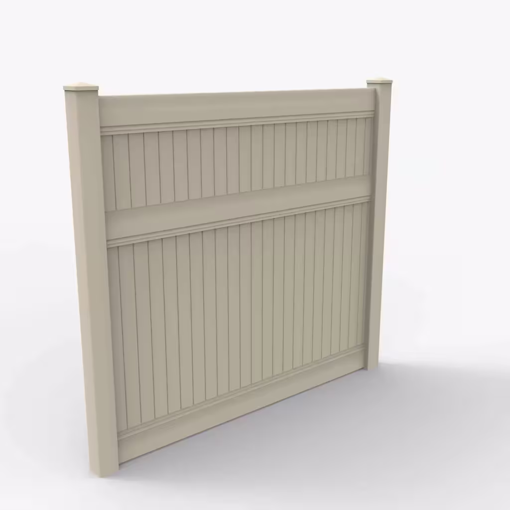 Tan vertical privacy 7 ft fence, main view