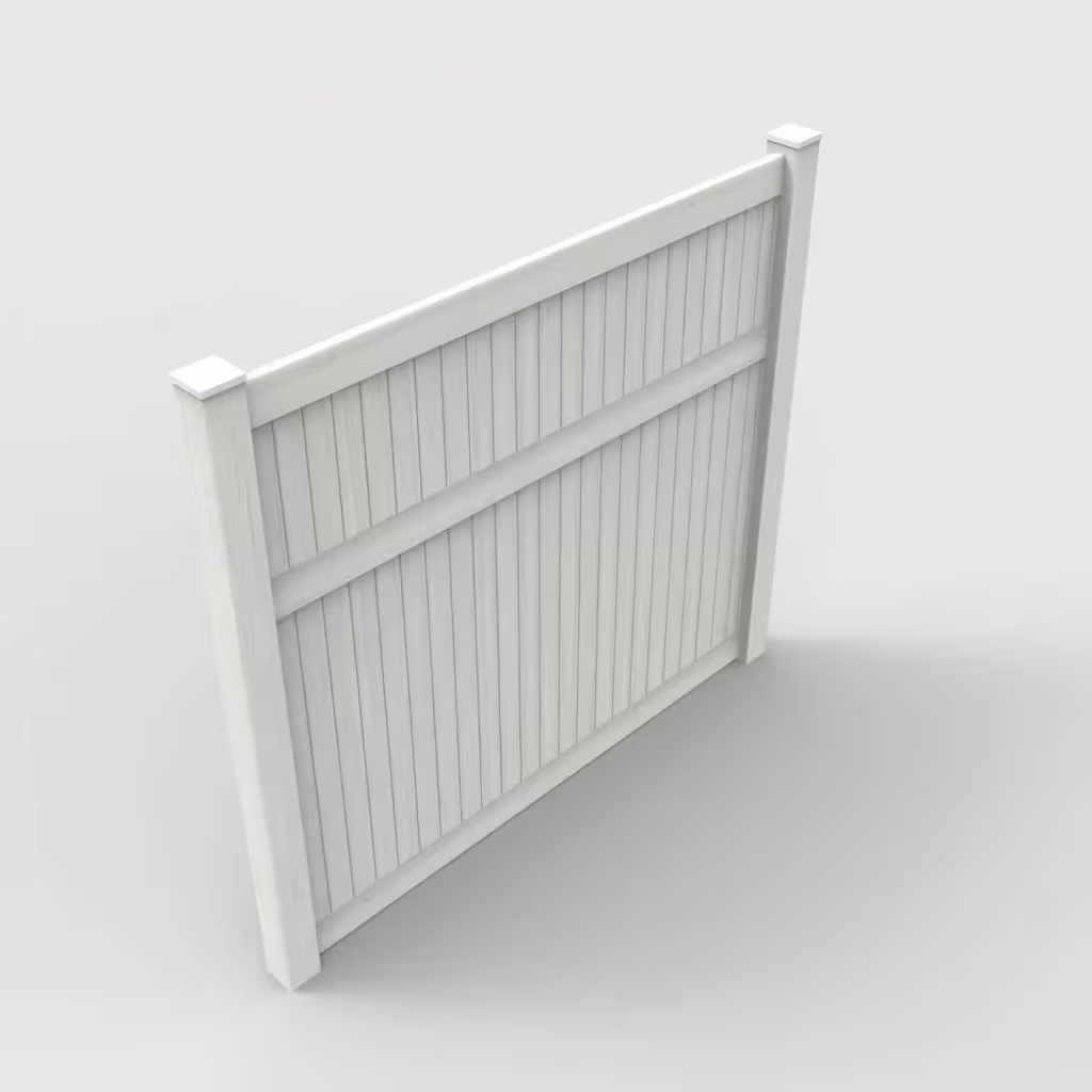 W. aspen vertical privacy 7 ft fence, isometric view