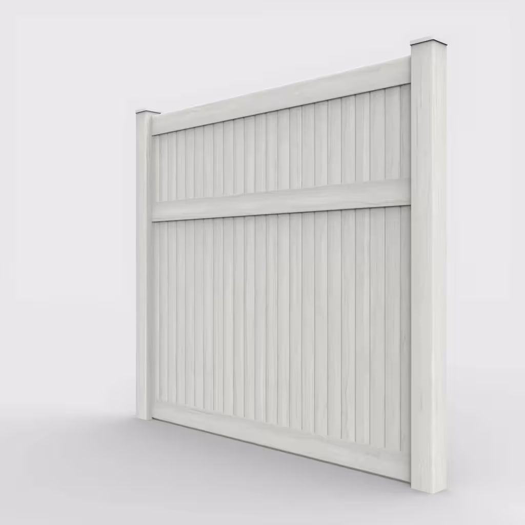 W. aspen vertical privacy 7 ft fence, left-side view