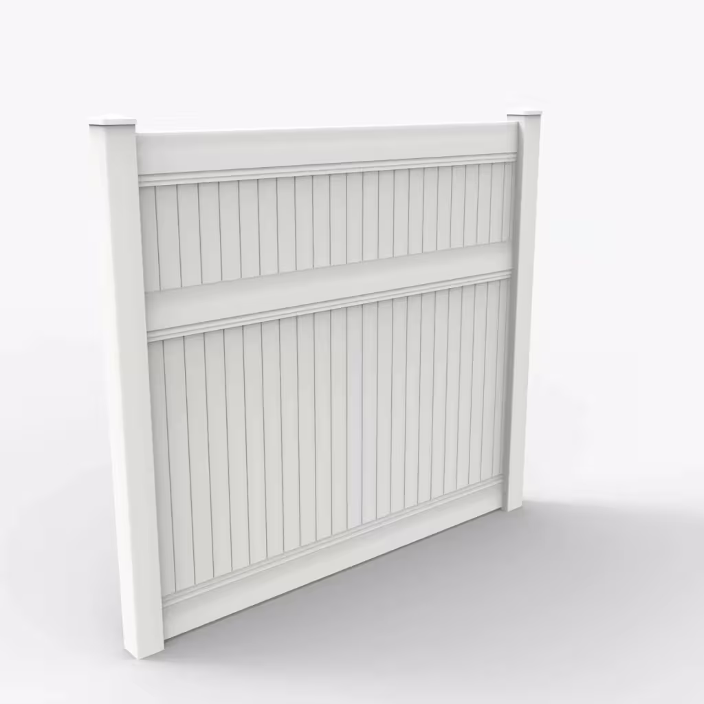 White vertical privacy 7 ft fence, main view