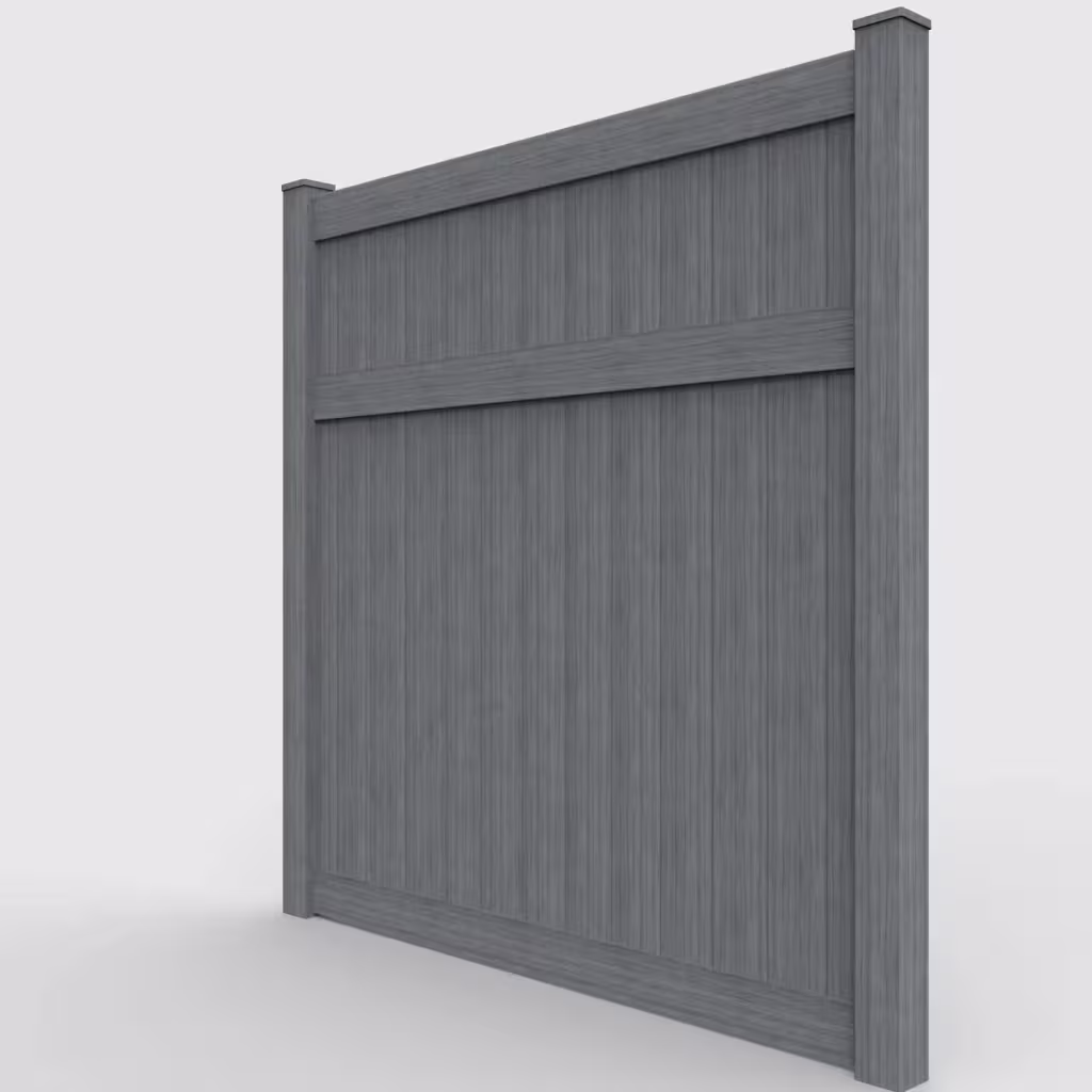 Arctic blend vertical privacy 8 ft fence, left-side view