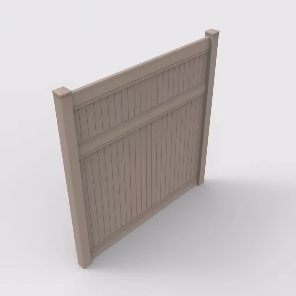 Clay vertical privacy 8 ft fence, isometric view