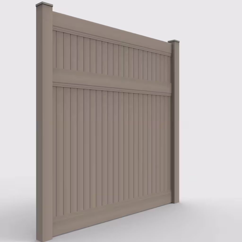 Clay vertical privacy 8 ft fence, right-side view