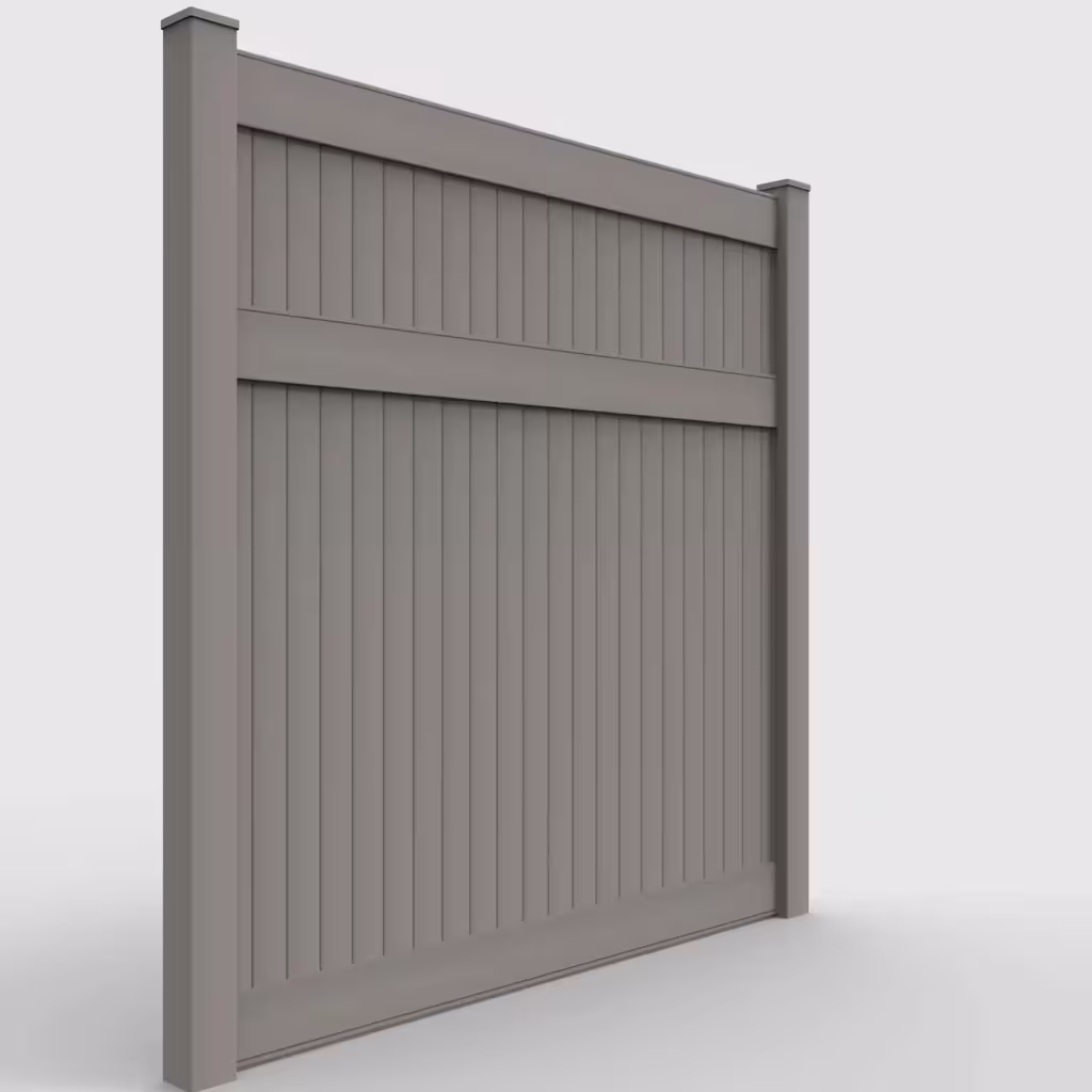 Gray vertical privacy 8 ft fence, right-side view
