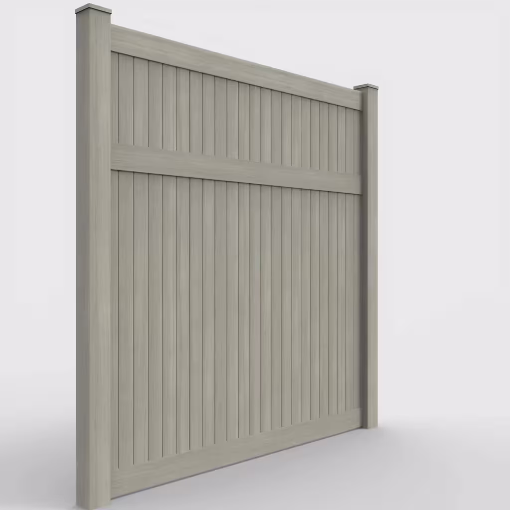 Mesquite vertical privacy 8 ft fence, right-side view