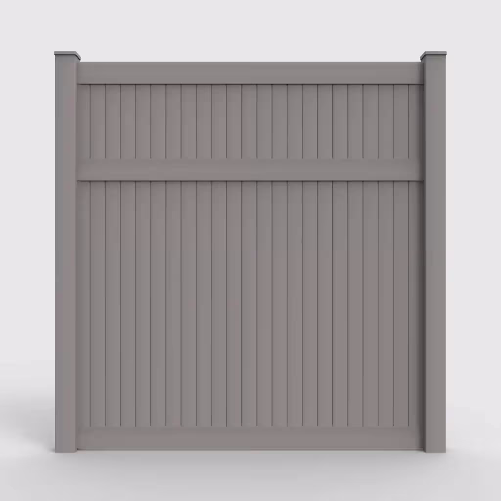 Slate gray vertical privacy 8 ft fence, front view