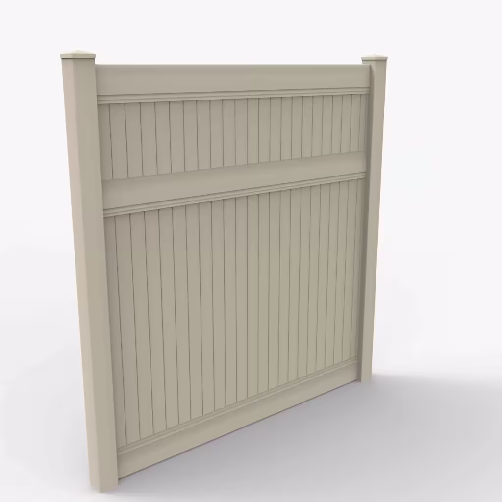 Tan vertical privacy 8 ft fence, main view