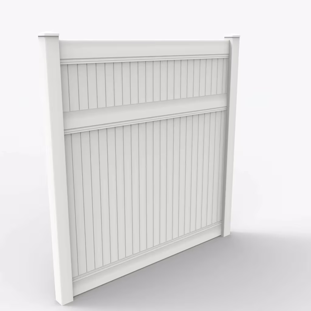 White vertical privacy 8 ft fence, main view
