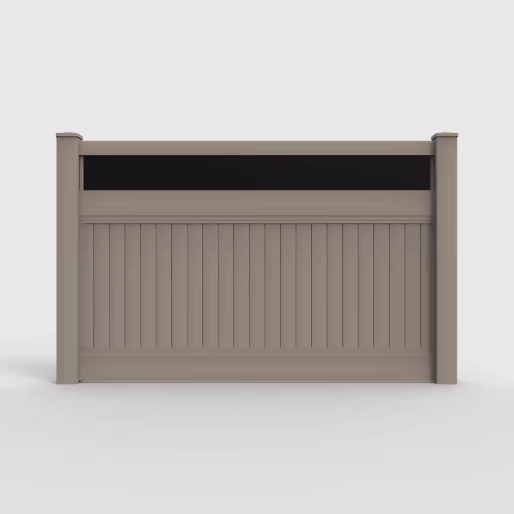 Clay vertical privacy with acrylic top 5 ft fence, front view