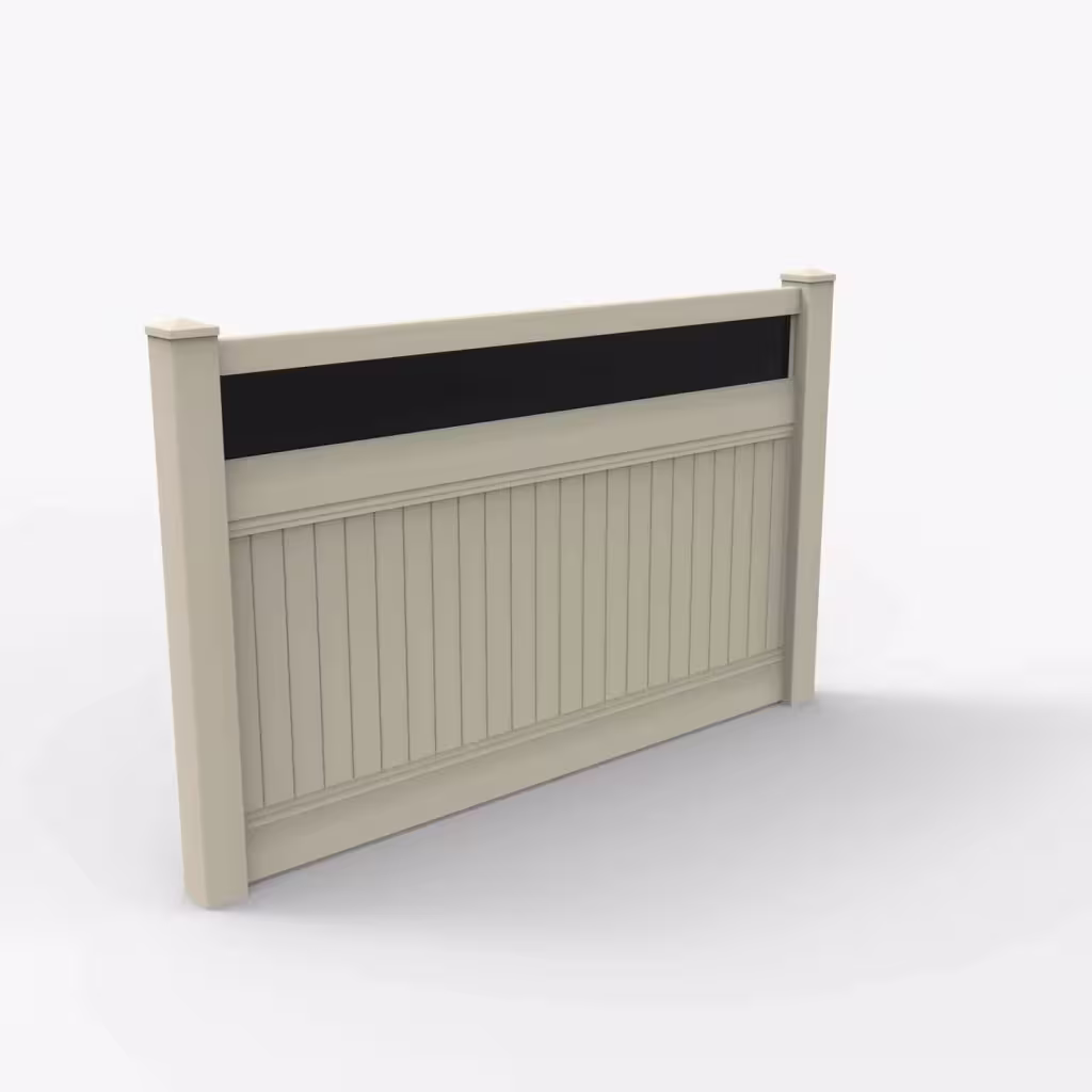 Tan vertical privacy with acrylic top 5 ft fence, main view