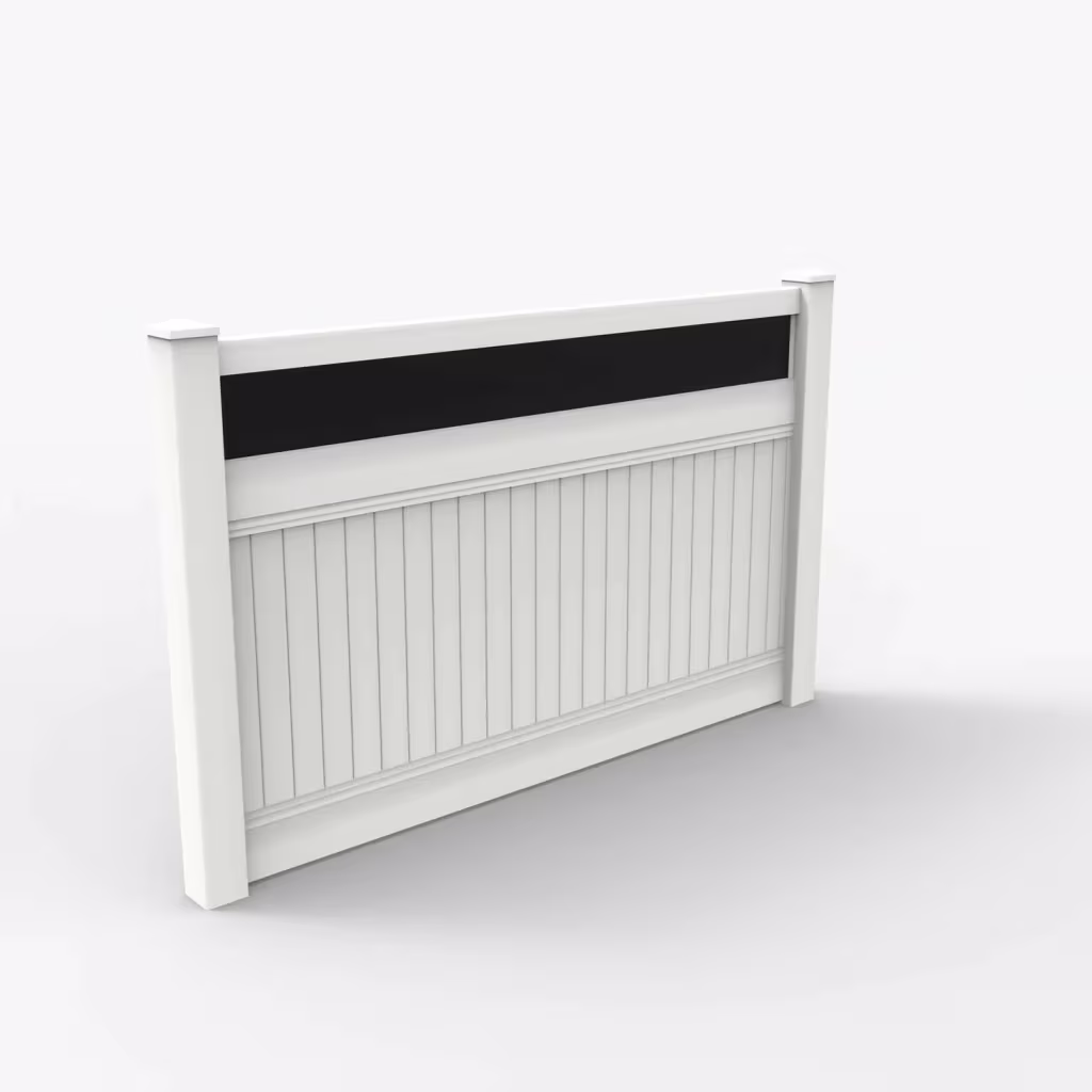 White vertical privacy with acrylic top 5 ft fence, main view