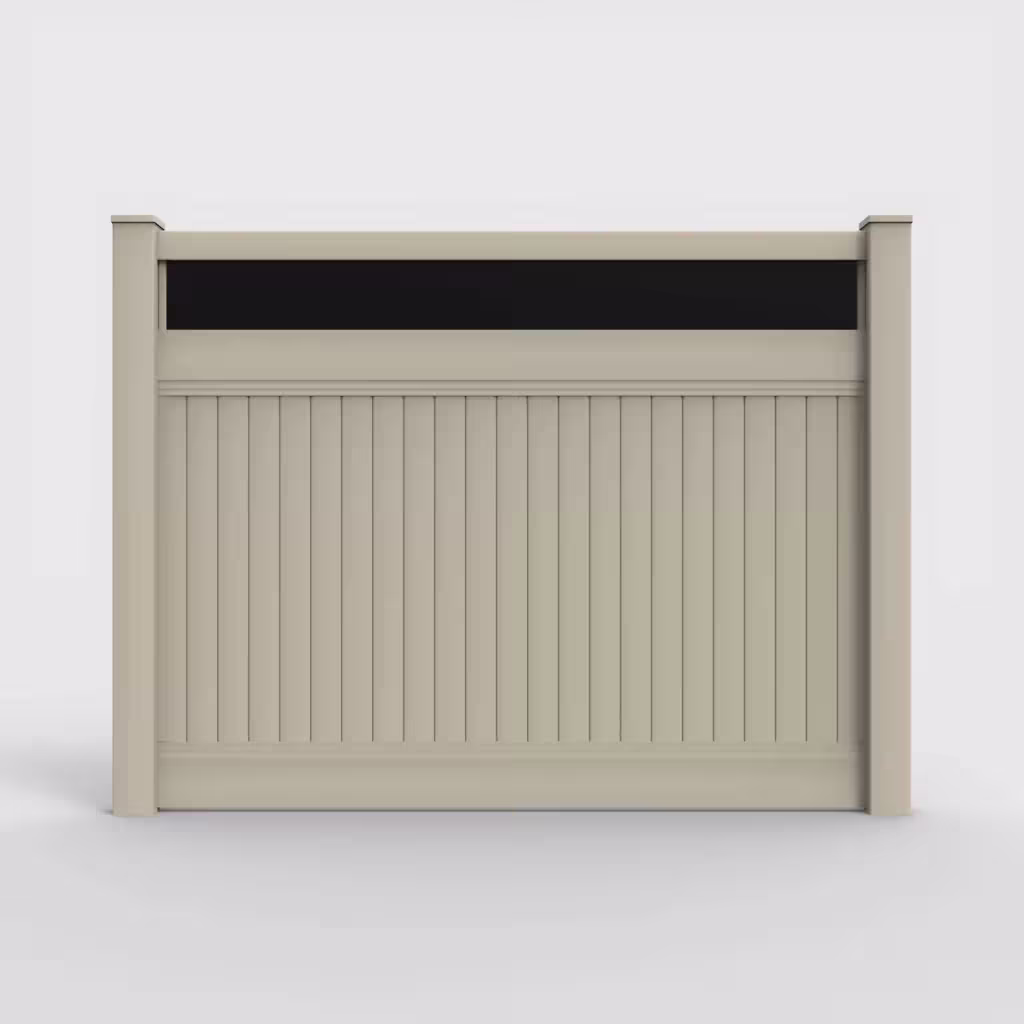 Tan vertical privacy with acrylic top 6 ft fence, front view
