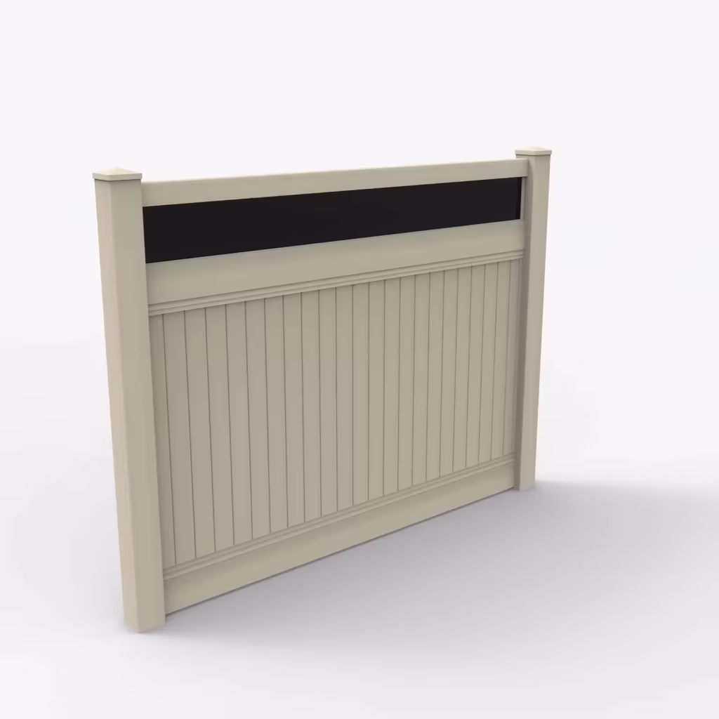 Tan vertical privacy with acrylic top 6 ft fence, main view