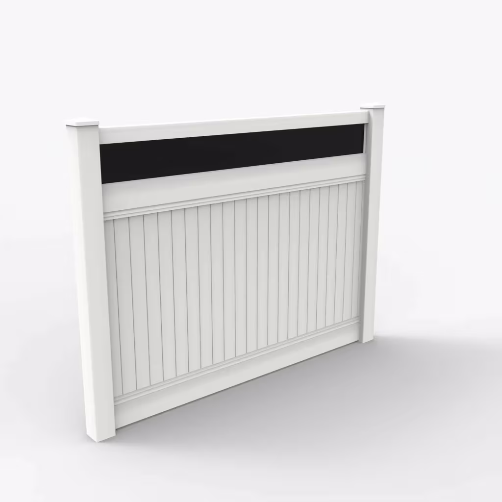 White vertical privacy with acrylic top 6 ft fence, main view