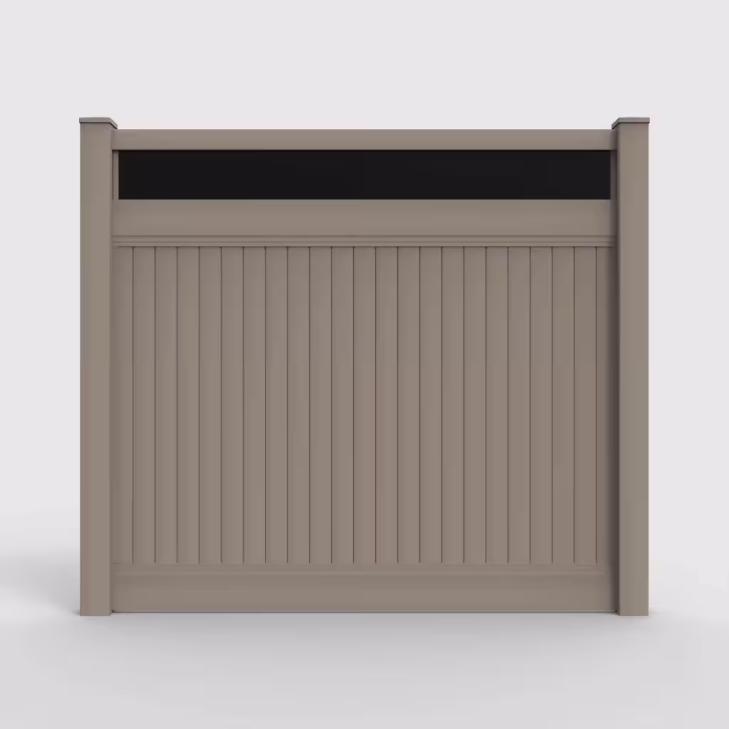 Clay vertical privacy with acrylic top 7 ft fence, front view
