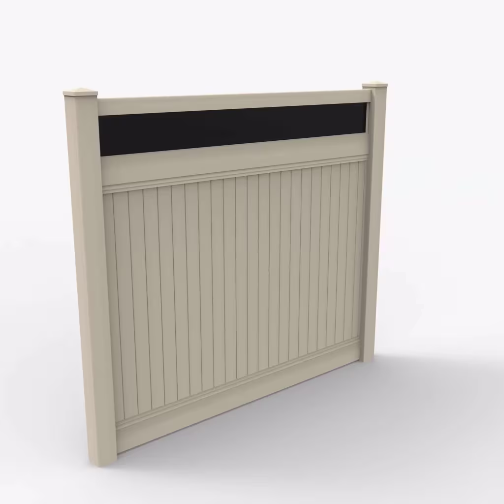 Tan vertical privacy with acrylic top 7 ft fence, main view