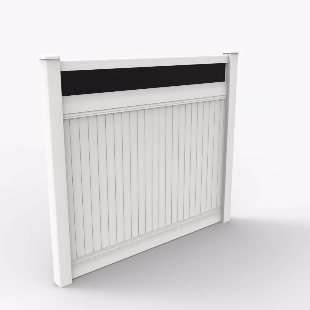 White vertical privacy with acrylic top 7 ft fence, main view