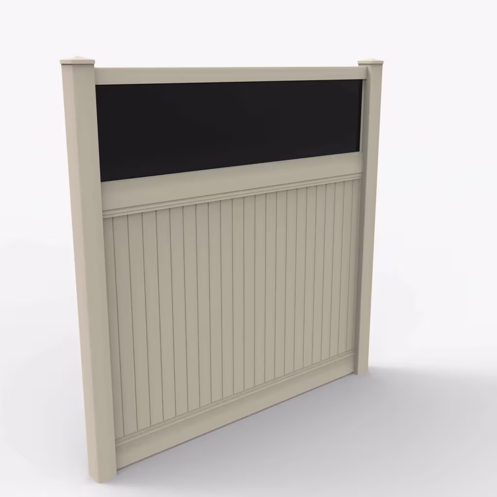 Tan vertical privacy with acrylic top 8 ft fence, main view