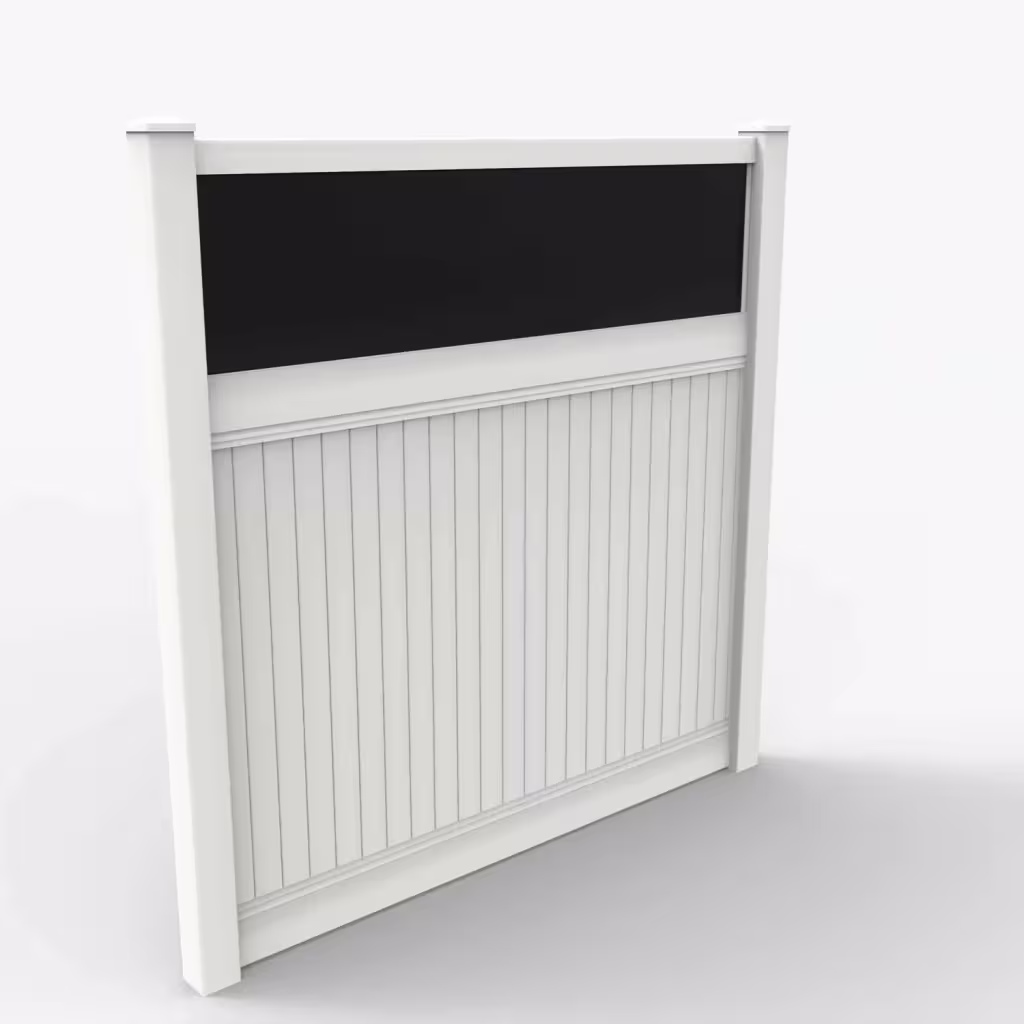 White vertical privacy with acrylic top 8 ft fence, main view