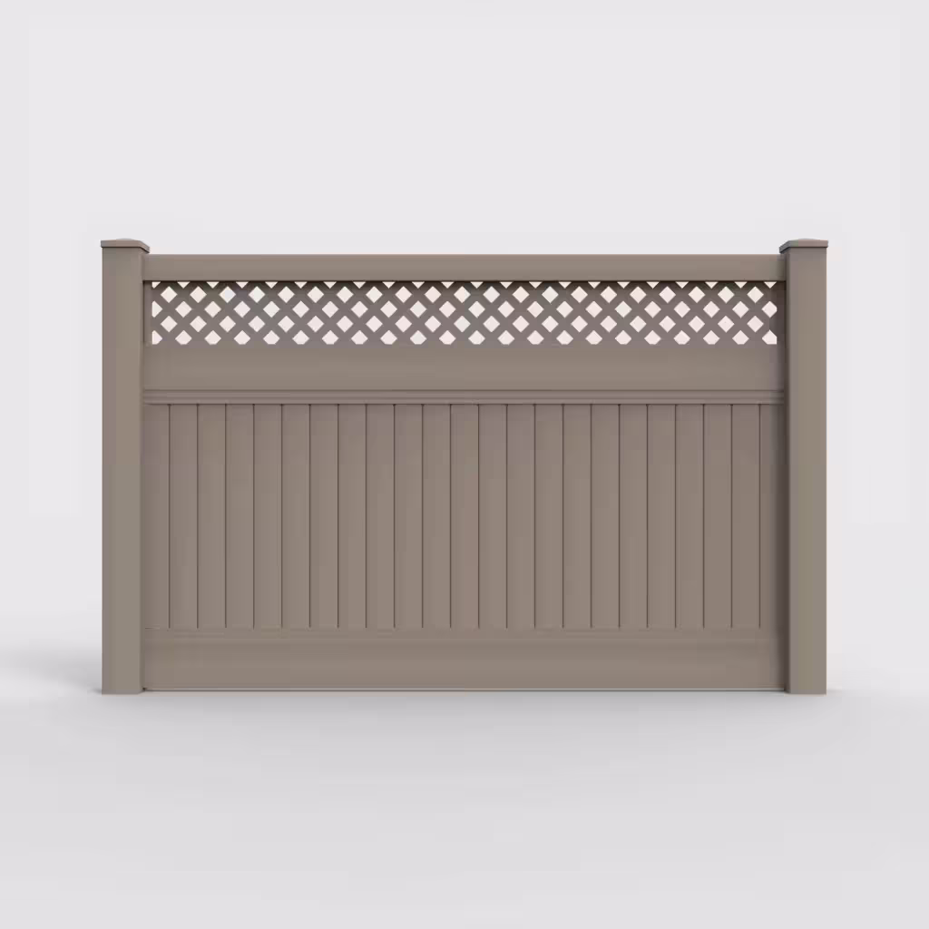 Clay vertical privacy with lattice top 5 ft fence, front view
