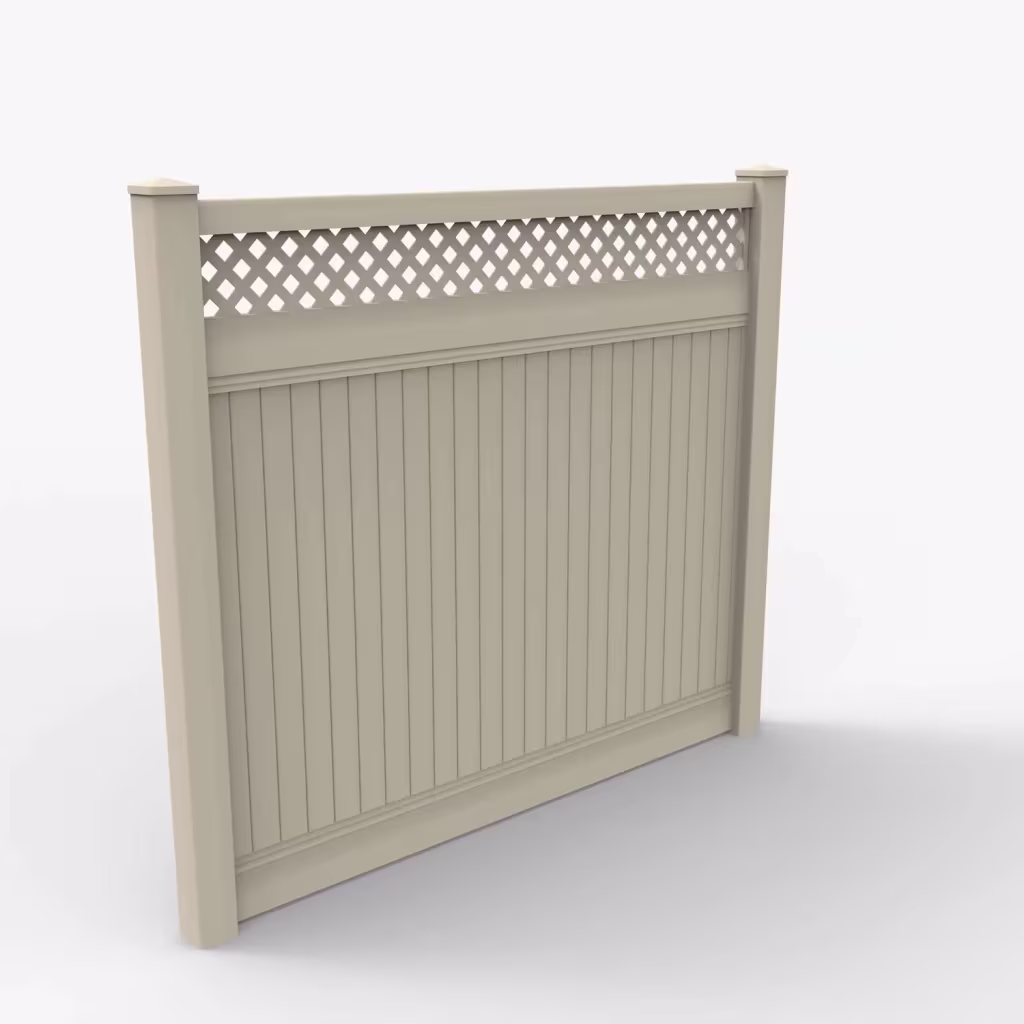 Tan vertical privacy with lattice top 7 ft fence, main view