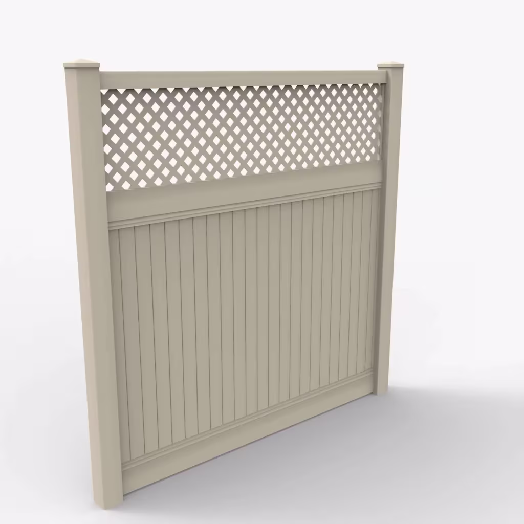 Tan vertical privacy with lattice top 8 ft fence, main view