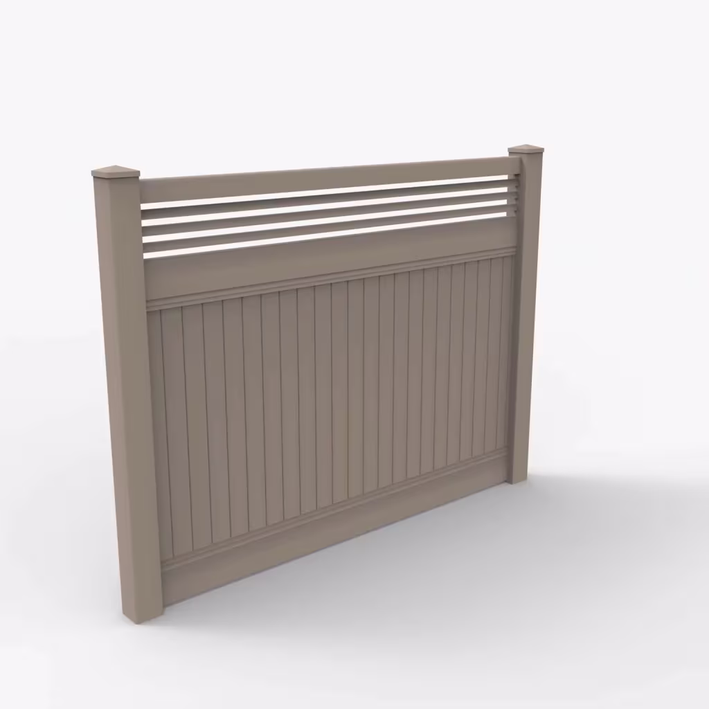 Clay vertical privacy with picket horizontal top 6 ft fence, main view