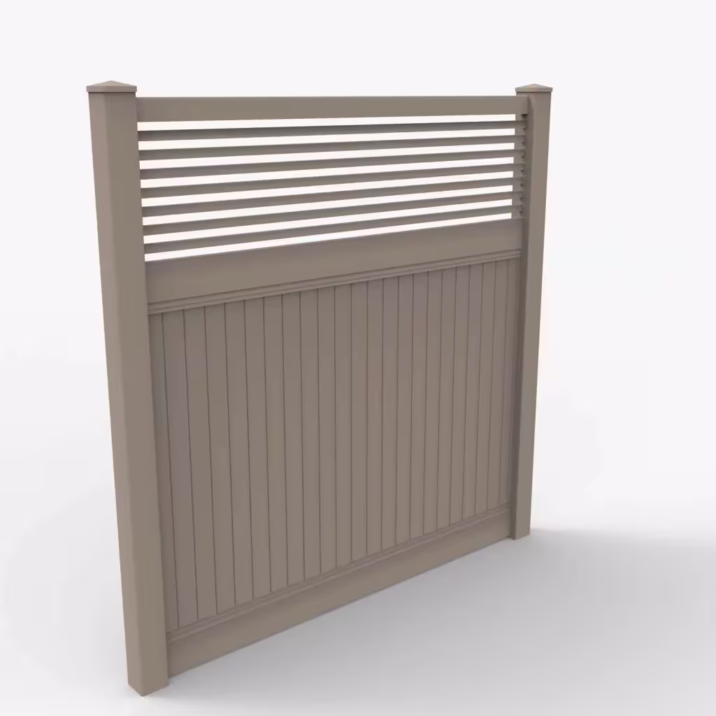 Clay vertical privacy with picket horizontal top 8 ft fence, main view