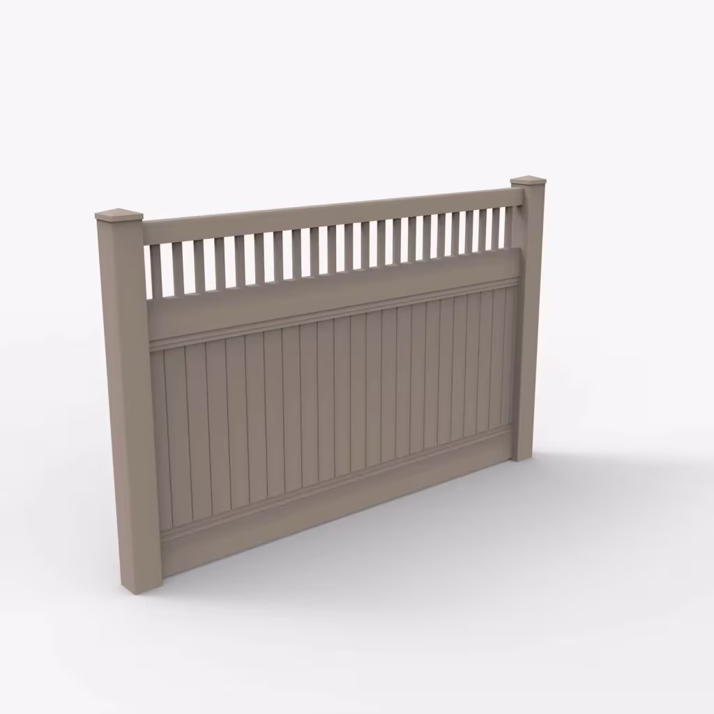 Clay vertical privacy with picket vertical top 5 ft fence, main view