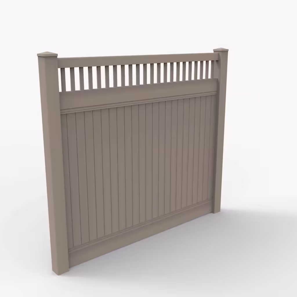 Clay vertical privacy with picket vertical top 7 ft fence, main view