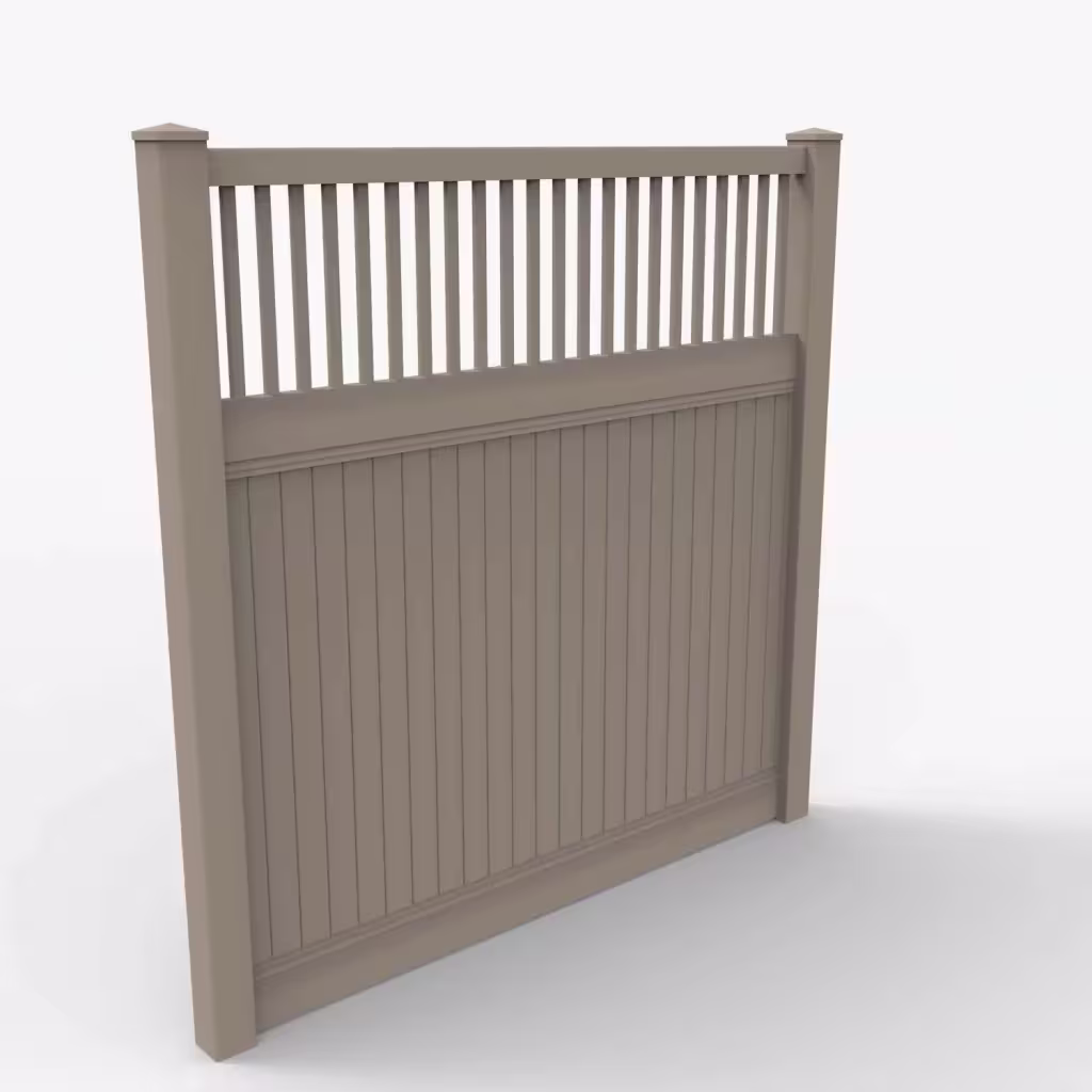 Clay vertical privacy with picket vertical top 8 ft fence, main view